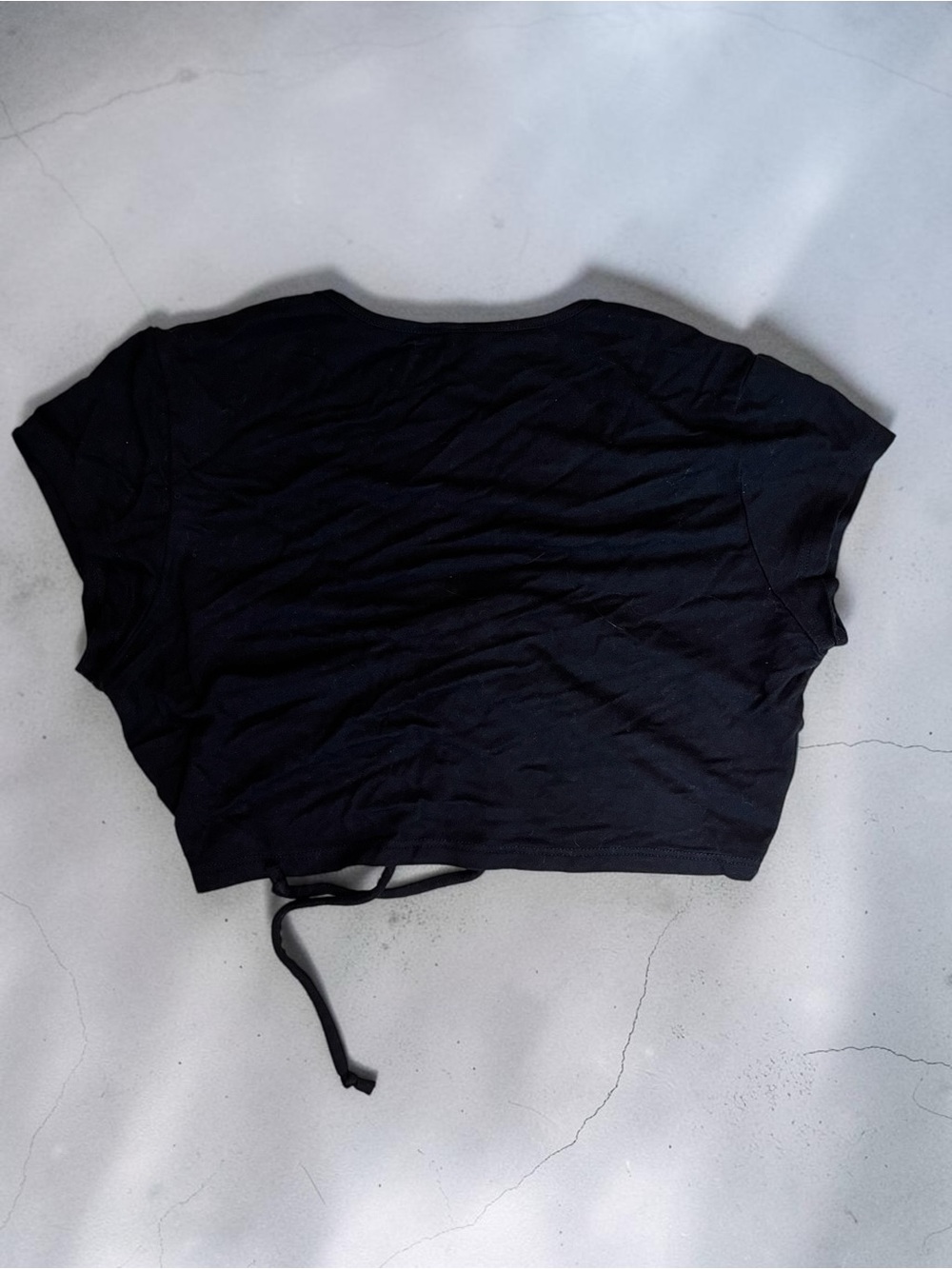 Emma & Sam Black Ruched Drawstring Crop Top - Picture 2 of 3